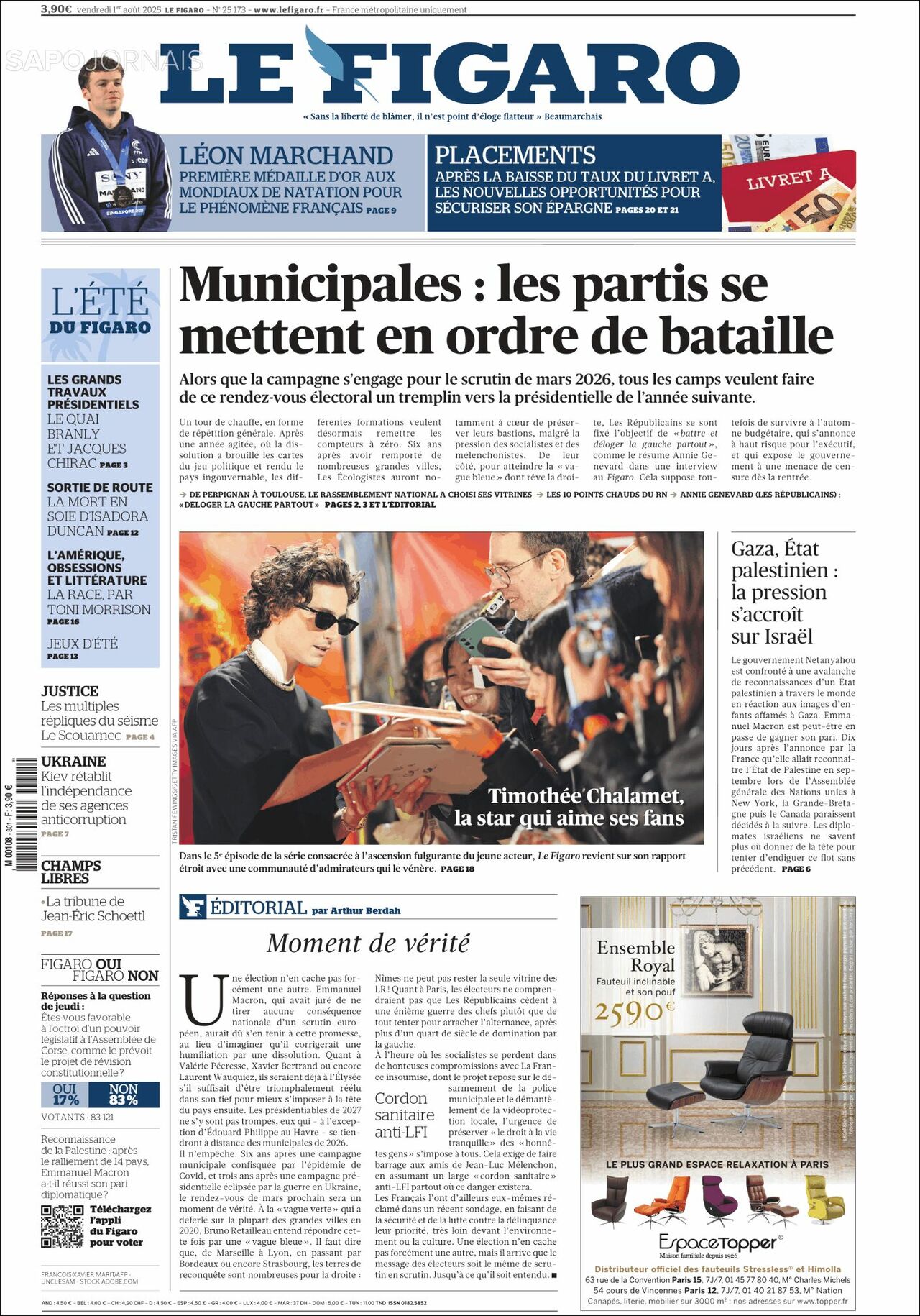Le Figaro, edición del viernes 01 de agosto de 2025