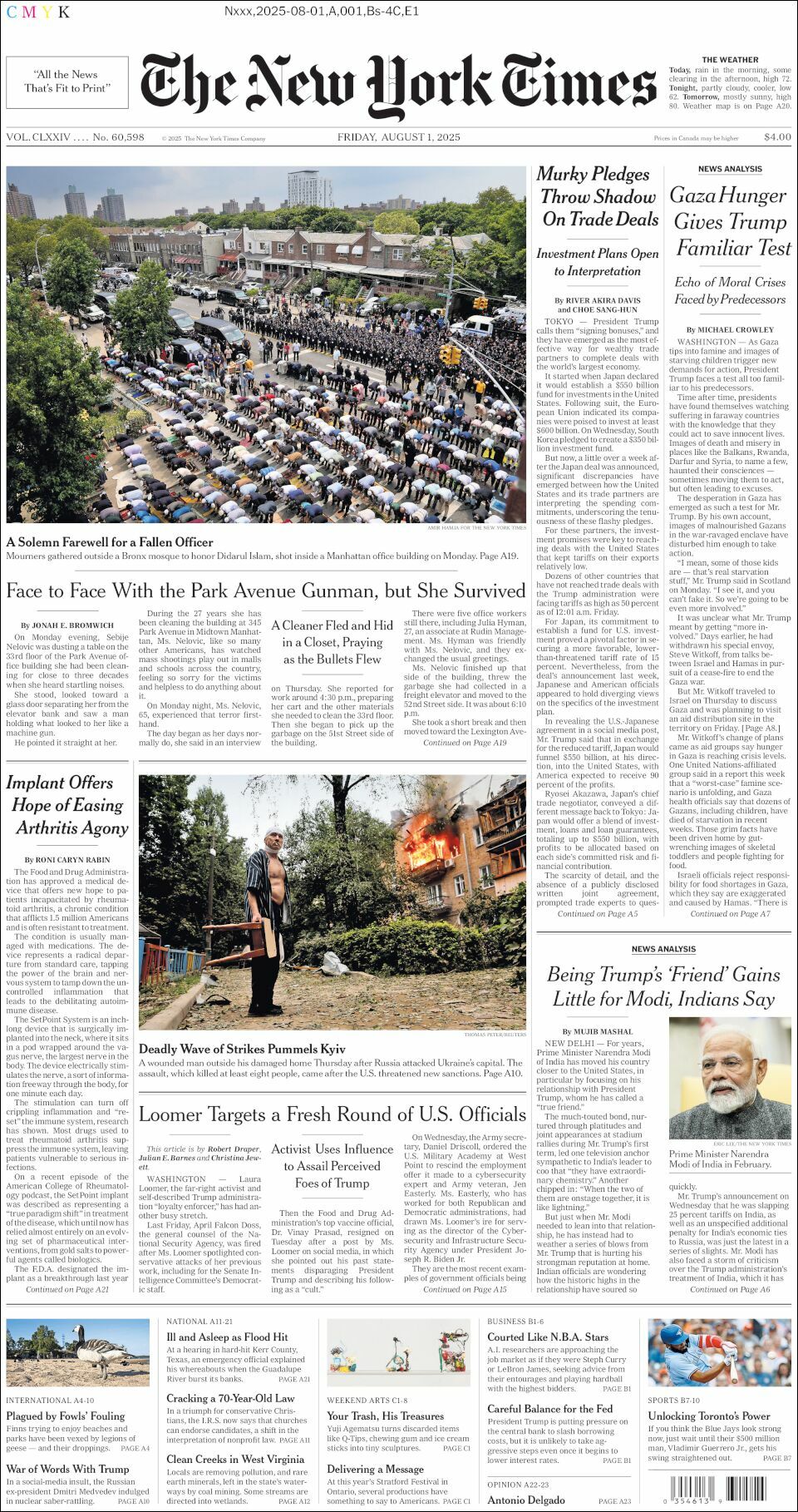 The New York Times, edición del viernes 01 de agosto de 2025
