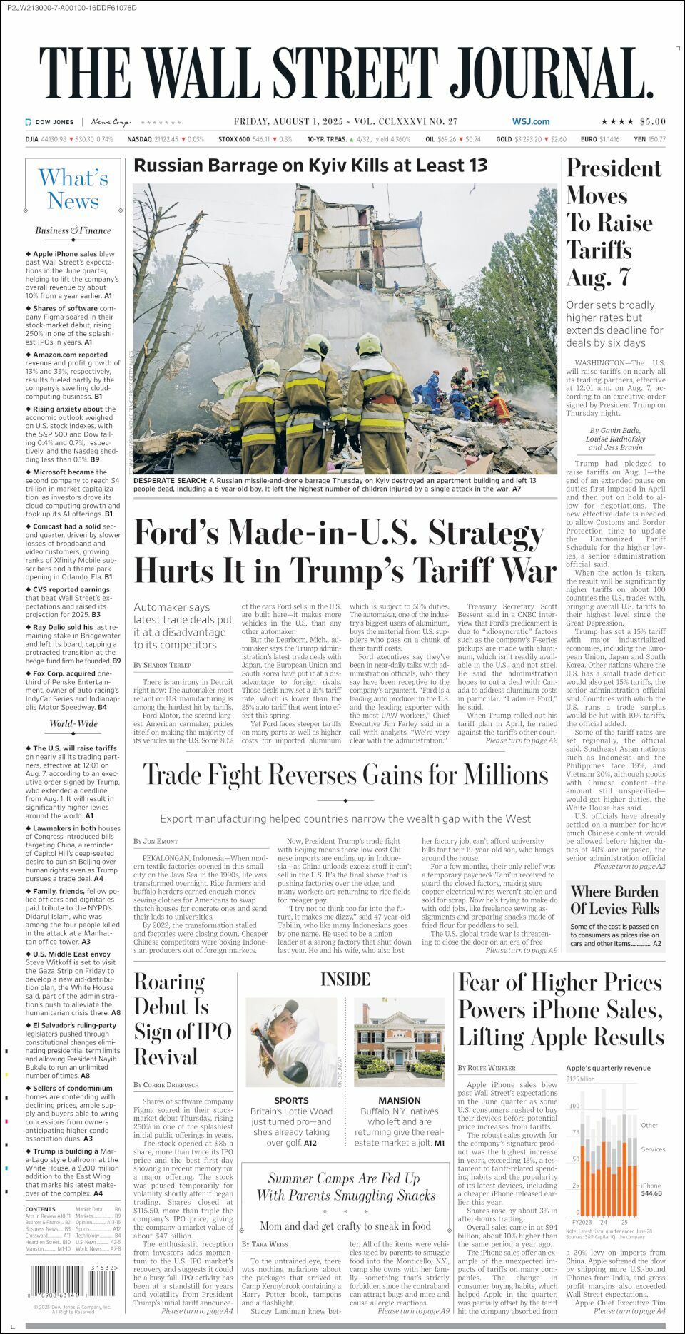 The Wall Street Journal, edición del viernes 01 de agosto de 2025