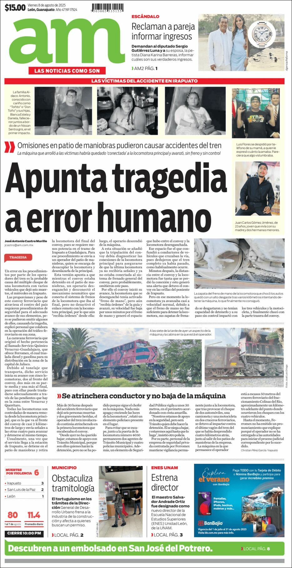 AM de León, edición del viernes 08 de agosto de 2025