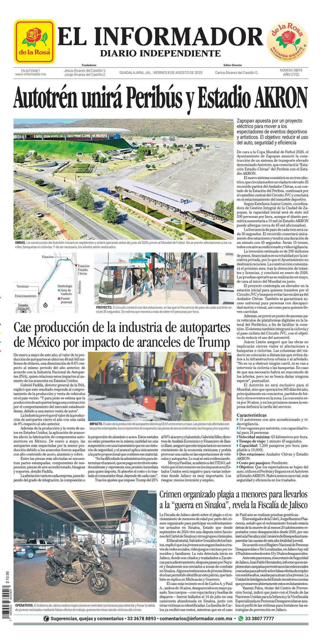 El Informador, edición del viernes 08 de agosto de 2025