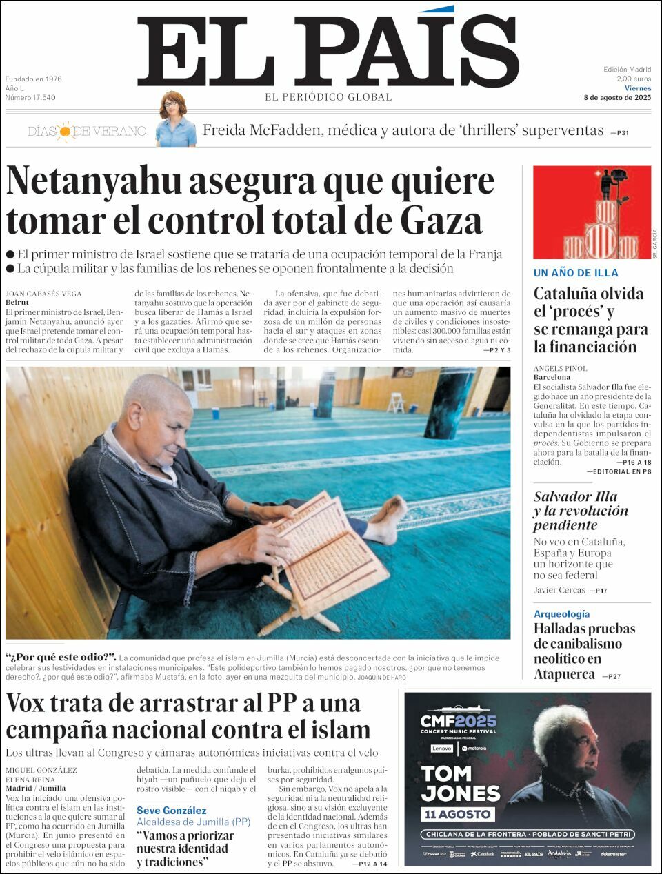 El País, edición del viernes 08 de agosto de 2025