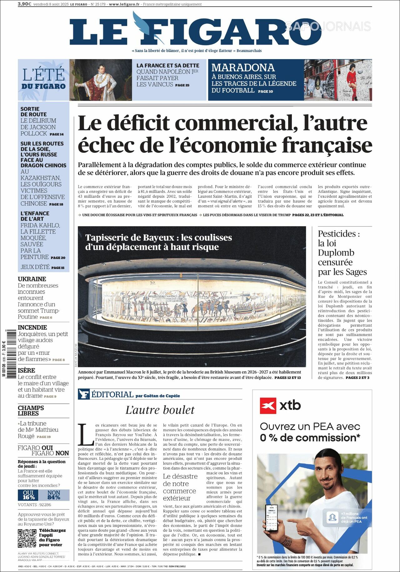 Le Figaro, edición del viernes 08 de agosto de 2025