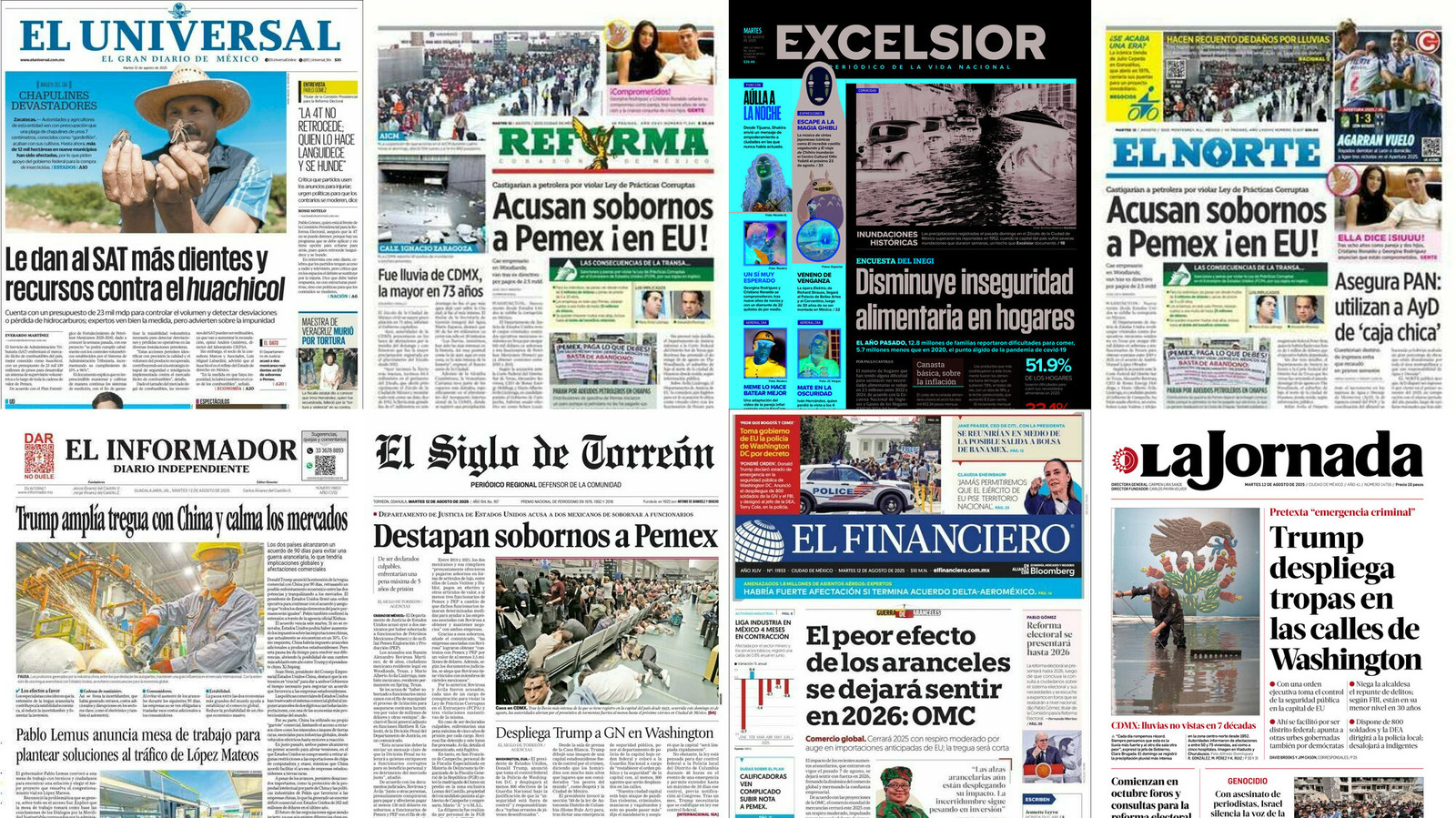 Portadas de periódicos impresos más importantes de México hoy