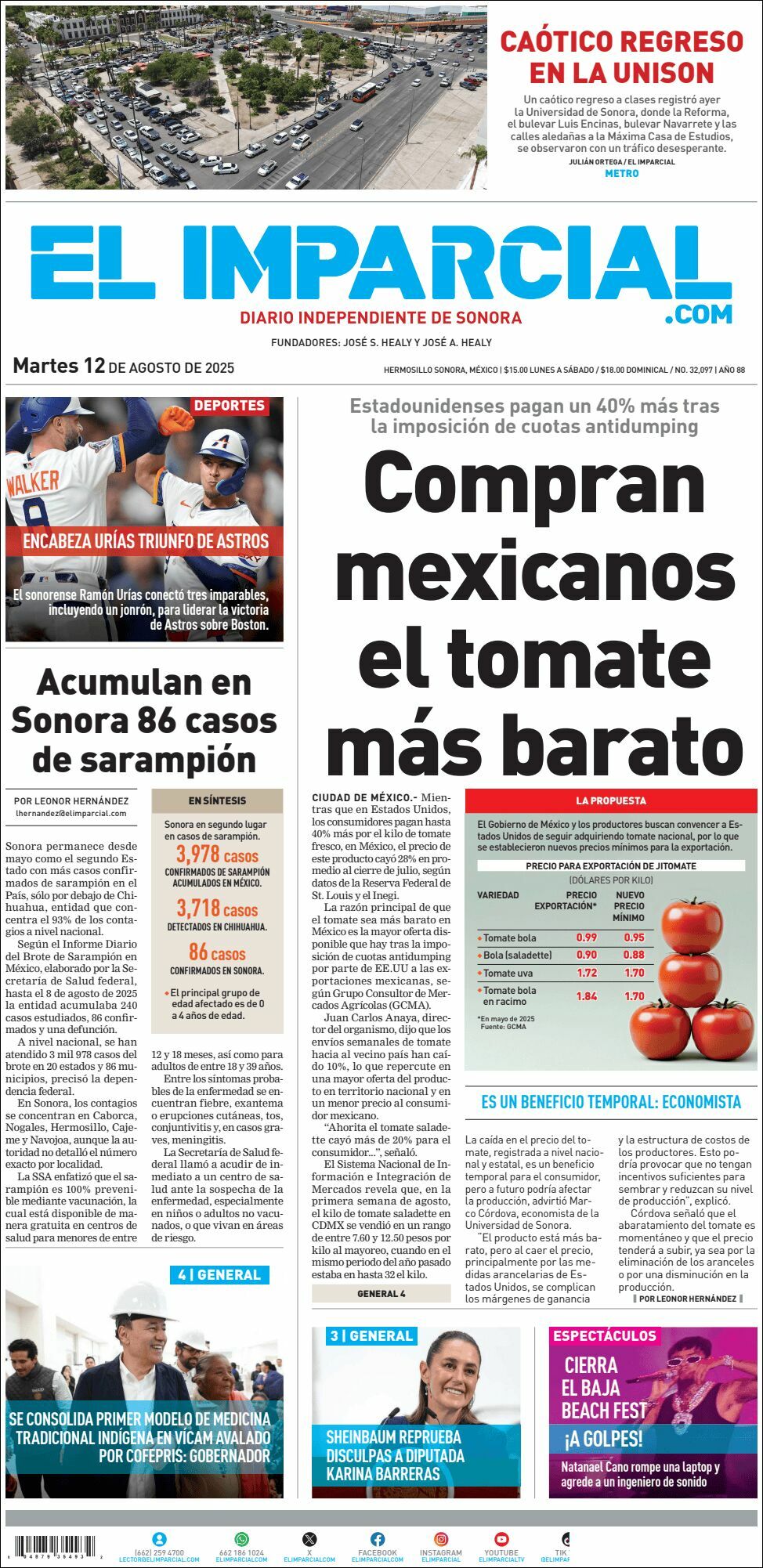 El Imparcial, edición del martes 12 de agosto de 2025 El Imparcial, edición del martes 12 de agosto de 2025