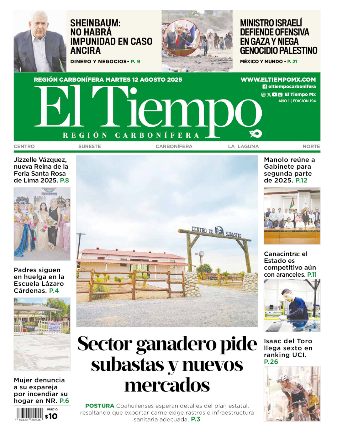 El Tiempo Región Carbonífera, edición del martes 12 de agosto de 2025 El Tiempo Región Carbonífera, edición del martes 12 de agosto de 2025