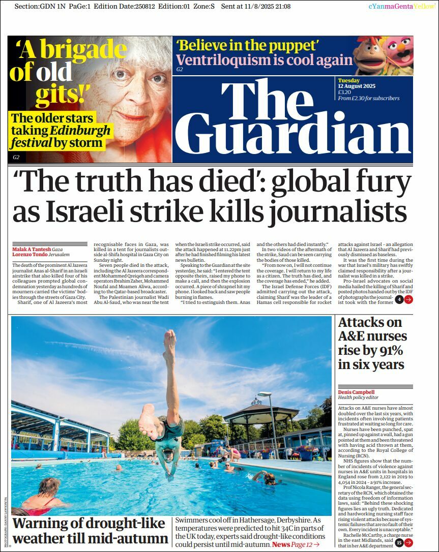 The Guardian, edición del martes 12 de agosto de 2025 The Guardian, edición del martes 12 de agosto de 2025