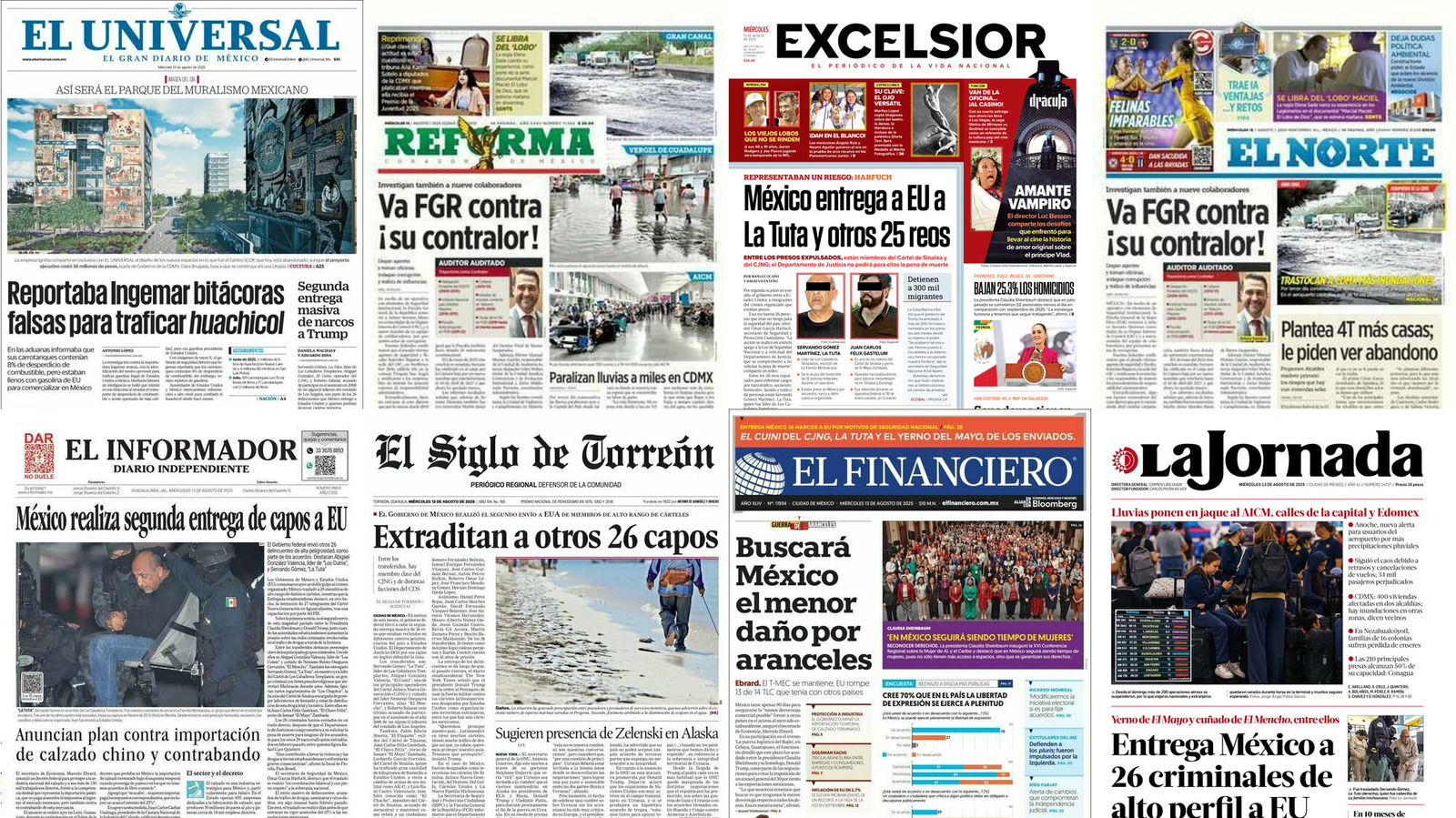 Portadas de periódicos impresos más importantes de México hoy