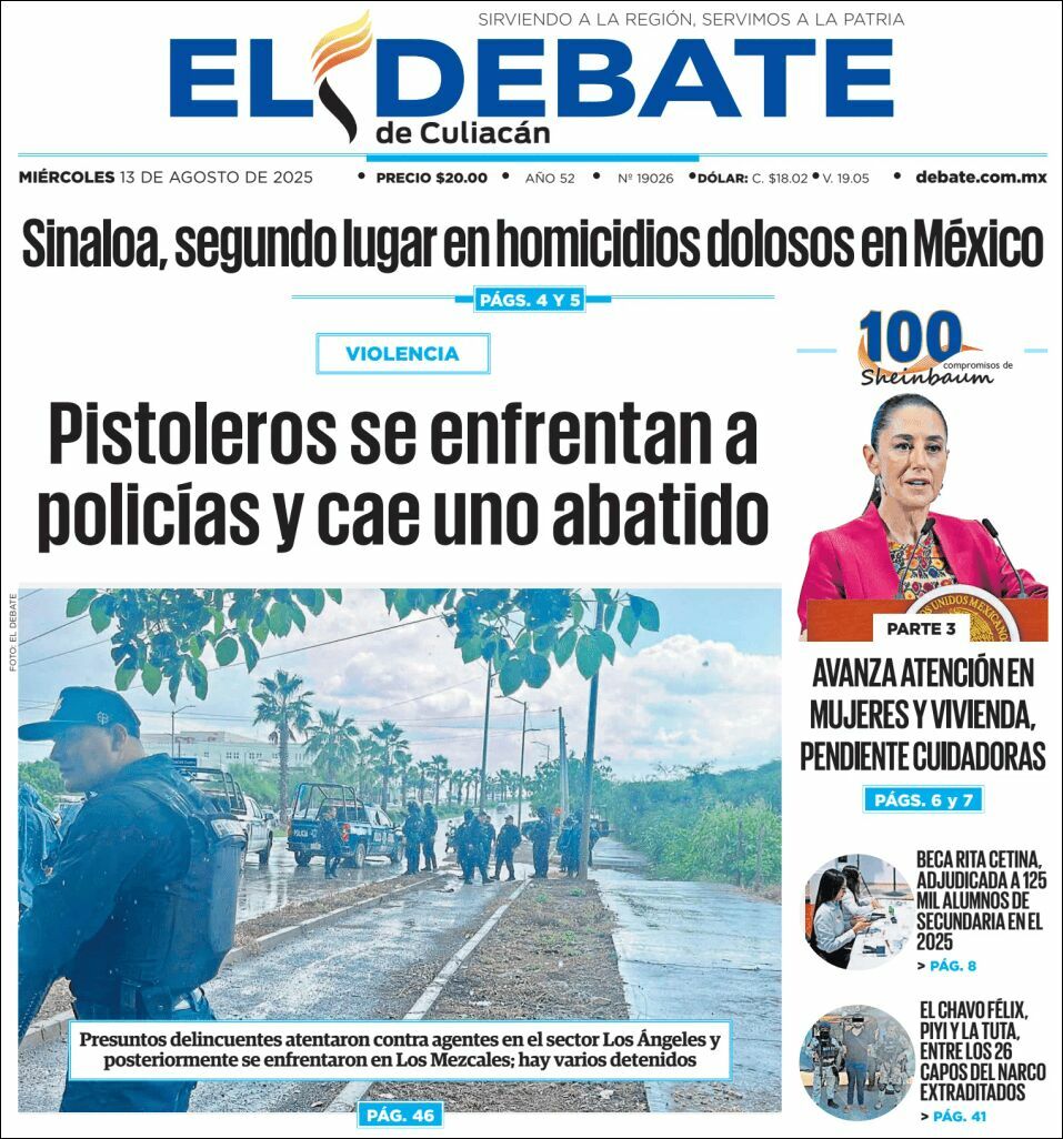 El Debate Culiacán, edición del miércoles 13 de agosto de 2025 El Debate Culiacán, edición del miércoles 13 de agosto de 2025