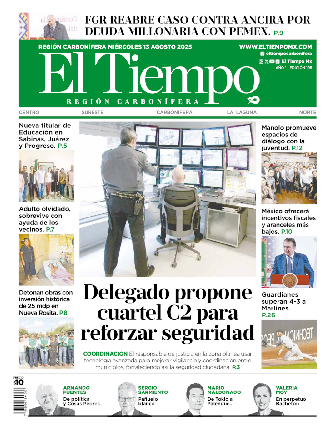 El Tiempo Región Carbonífera, edición del miércoles 13 de agosto de 2025 El Tiempo Región Carbonífera, edición del miércoles 13 de agosto de 2025