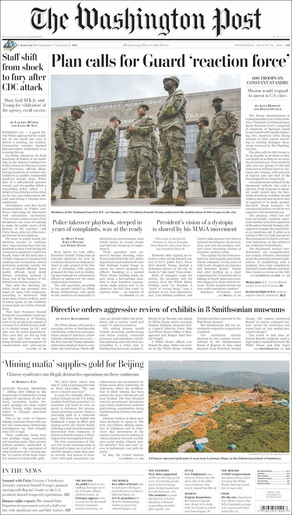The Washington Post, edición del miércoles 13 de agosto de 2025 The Washington Post, edición del miércoles 13 de agosto de 2025