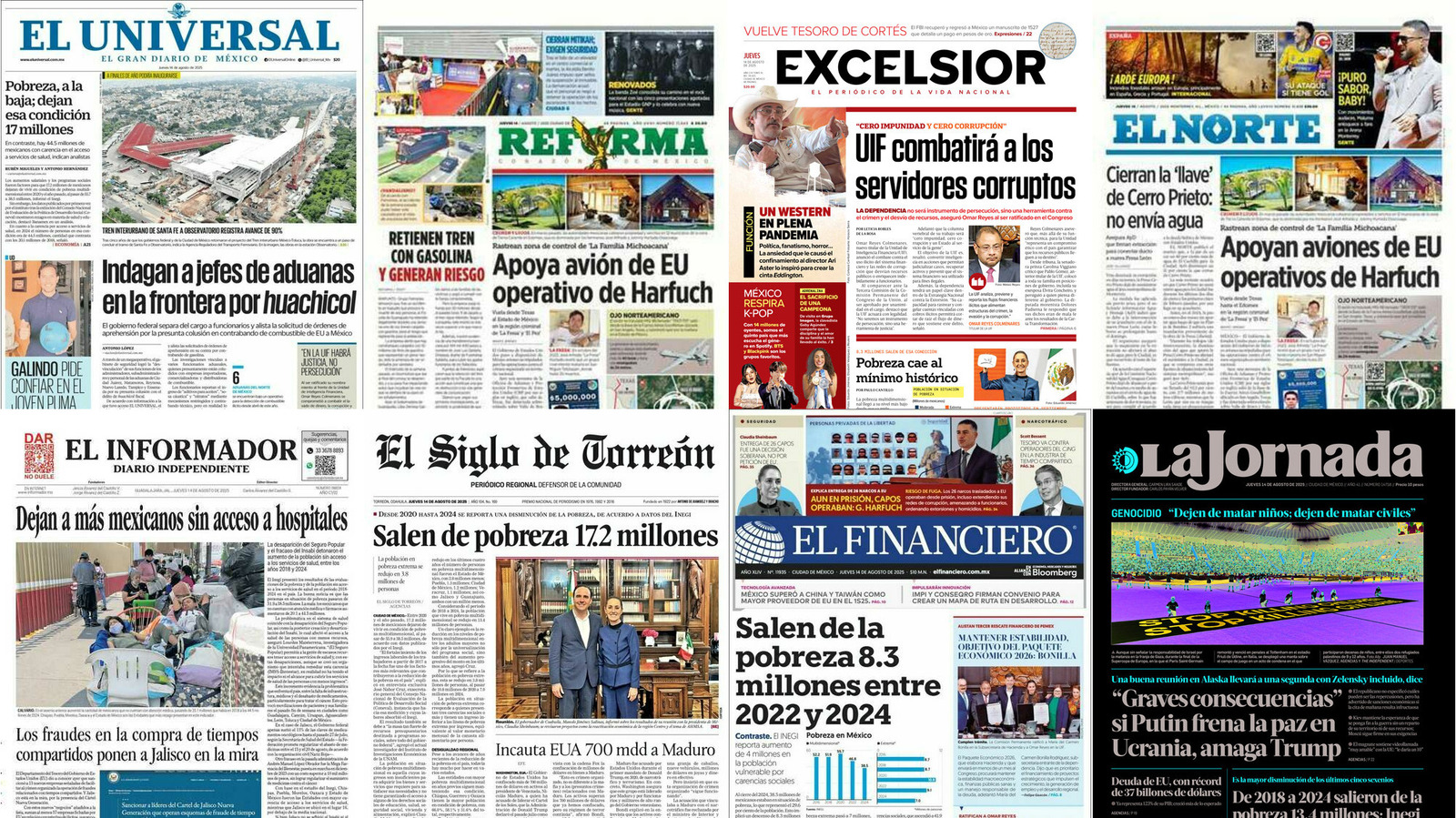 Portadas de periódicos impresos más importantes de México hoy