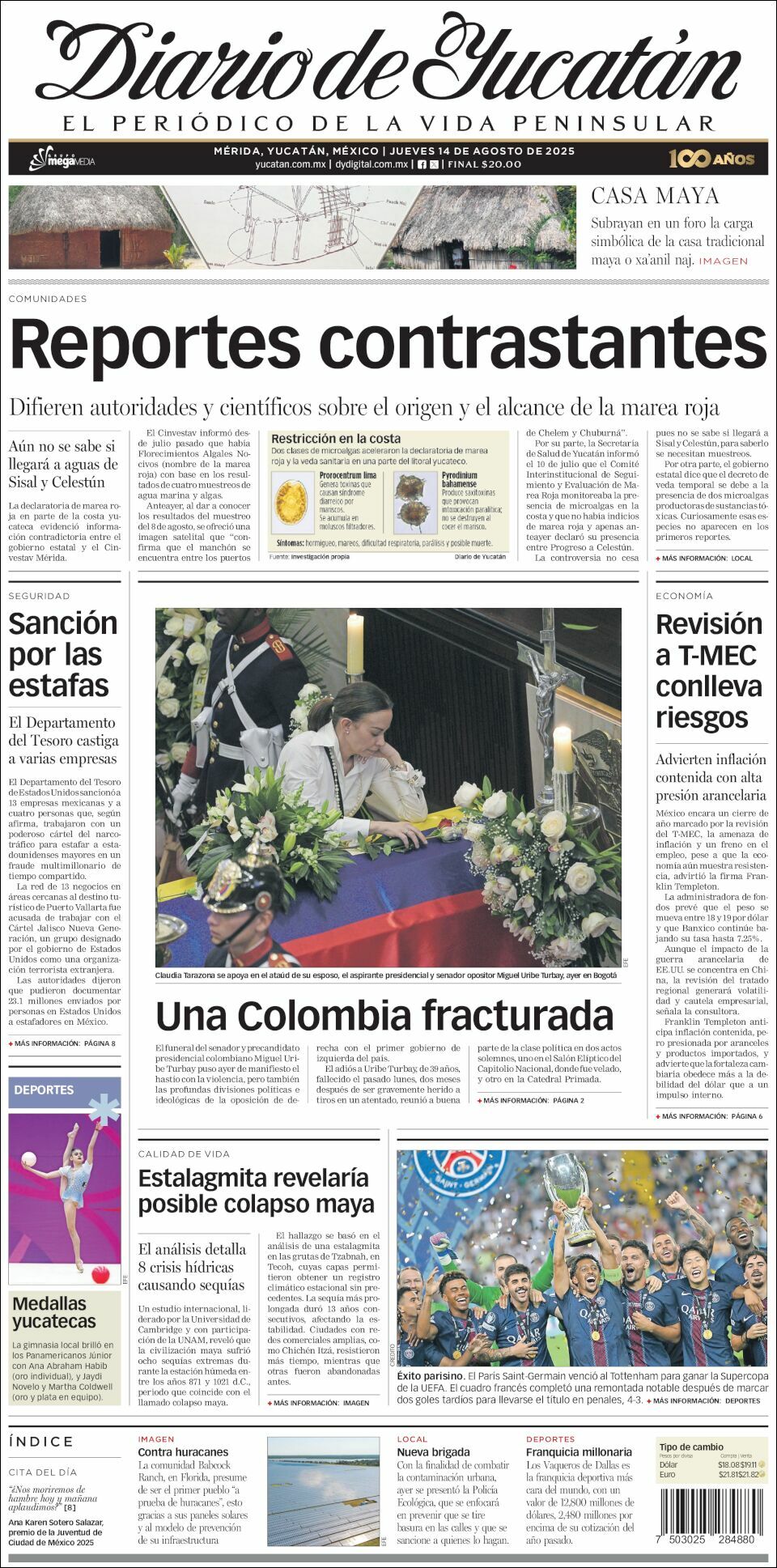 El Diario de Yucatán, edición del jueves 14 de agosto de 2025 El Diario de Yucatán, edición del jueves 14 de agosto de 2025