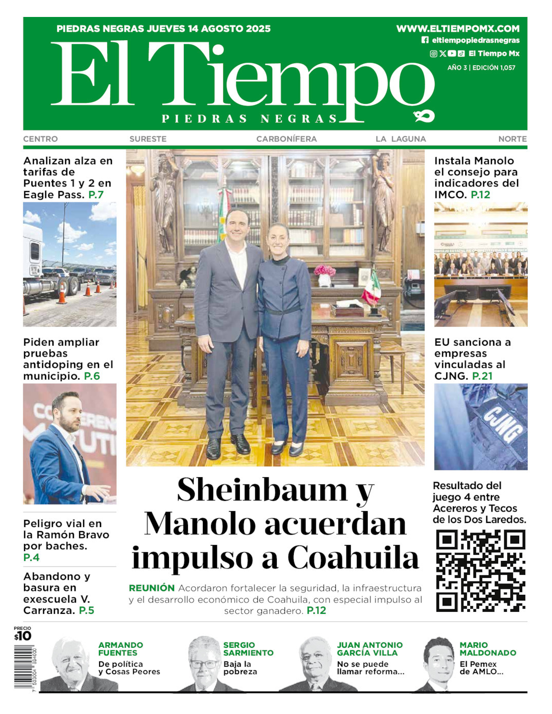 El Tiempo Piedras Negras, edición del jueves 14 de agosto de 2025 El Tiempo Piedras Negras, edición del jueves 14 de agosto de 2025