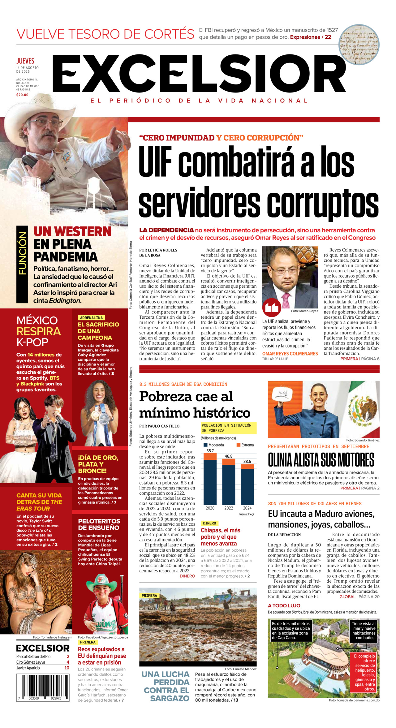 Excelsior, edición del jueves 14 de agosto de 2025 Excelsior, edición del jueves 14 de agosto de 2025