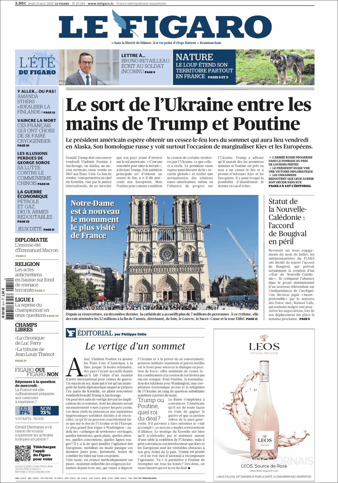 Le Figaro, edición del jueves 14 de agosto de 2025 Le Figaro, edición del jueves 14 de agosto de 2025