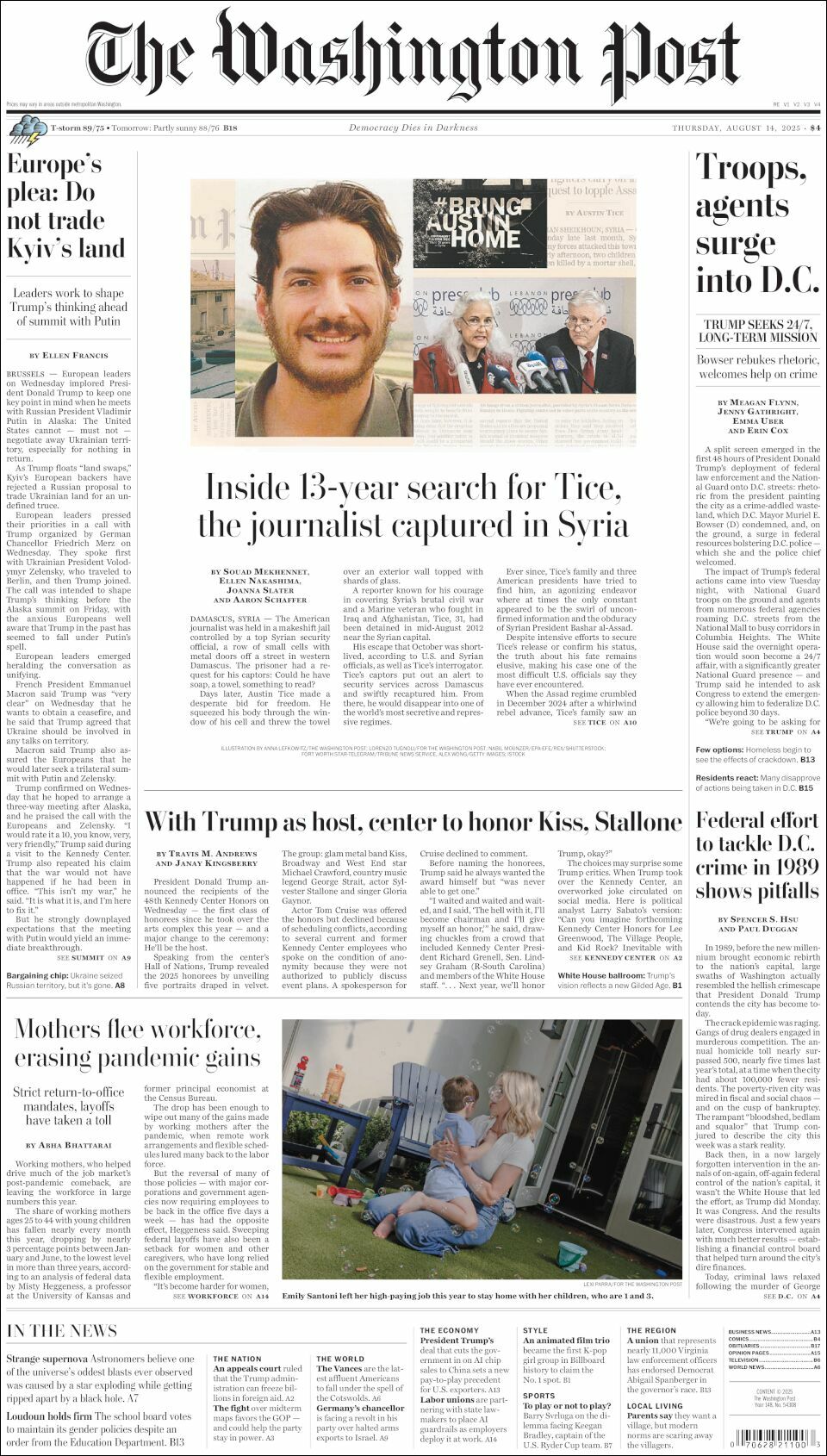 The Washington Post, edición del jueves 14 de agosto de 2025 The Washington Post, edición del jueves 14 de agosto de 2025