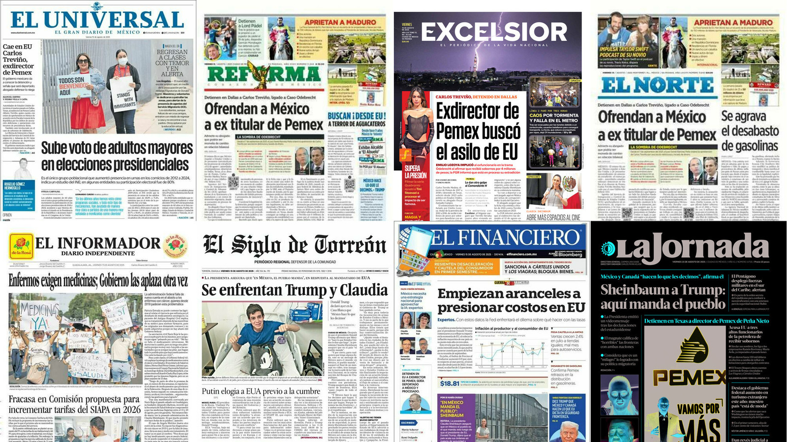 Portadas de periódicos impresos más importantes de México hoy