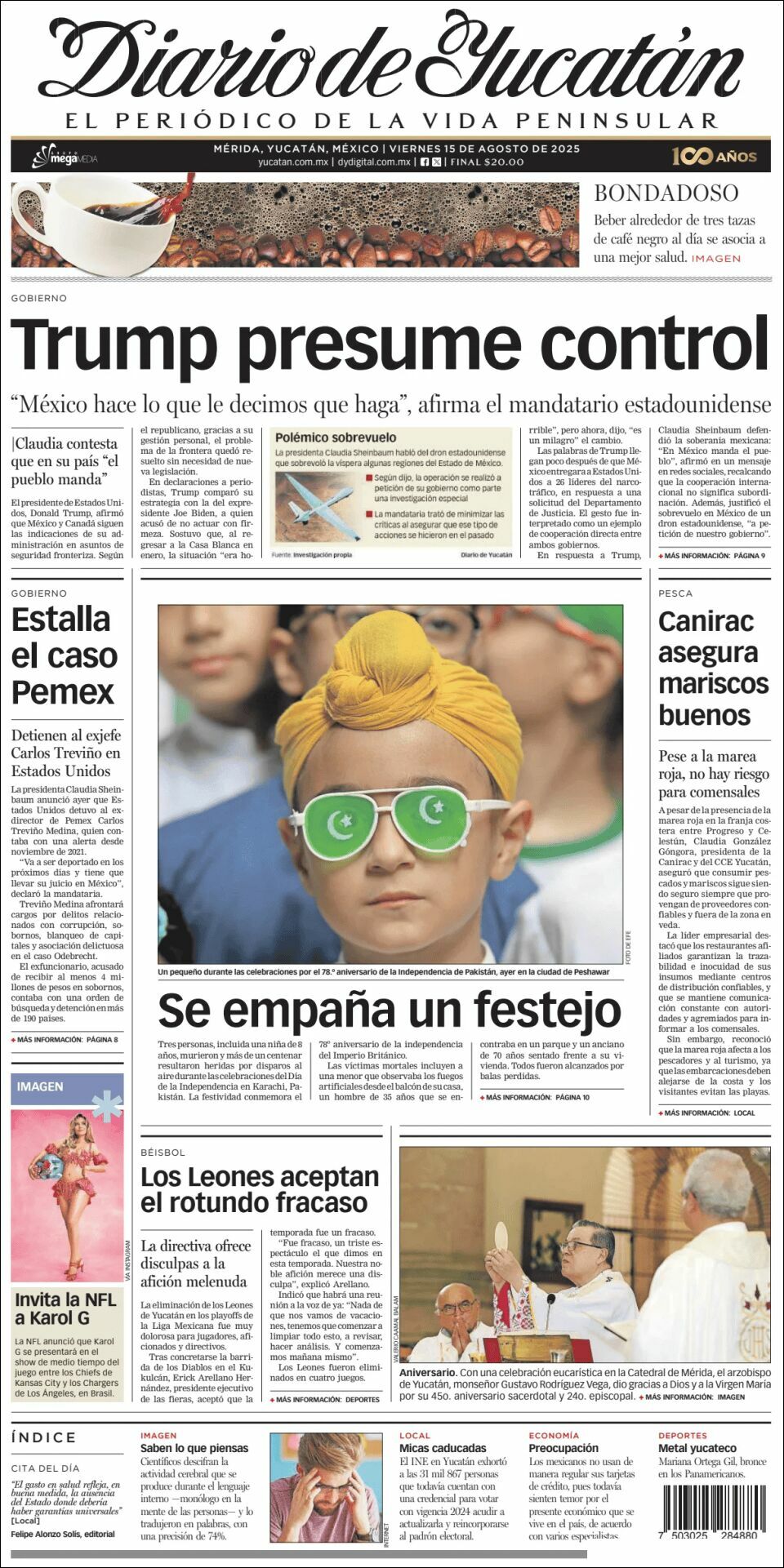 El Diario de Yucatán, edición del viernes 15 de agosto de 2025 El Diario de Yucatán, edición del viernes 15 de agosto de 2025