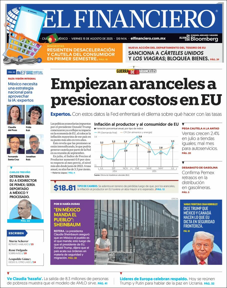 El Financiero, edición del viernes 15 de agosto de 2025 El Financiero, edición del viernes 15 de agosto de 2025