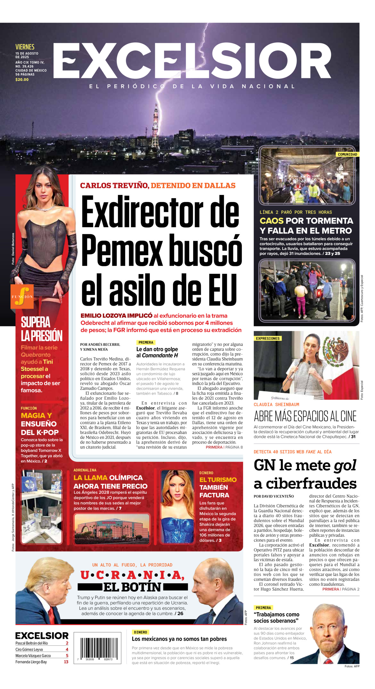 Excelsior, edición del viernes 15 de agosto de 2025 Excelsior, edición del viernes 15 de agosto de 2025