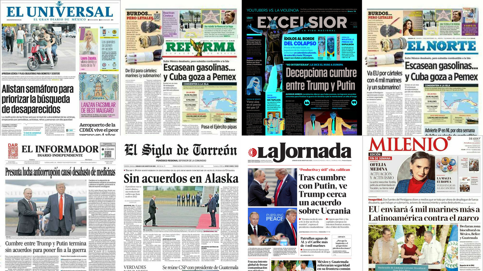 Portadas de periódicos impresos más importantes de México hoy