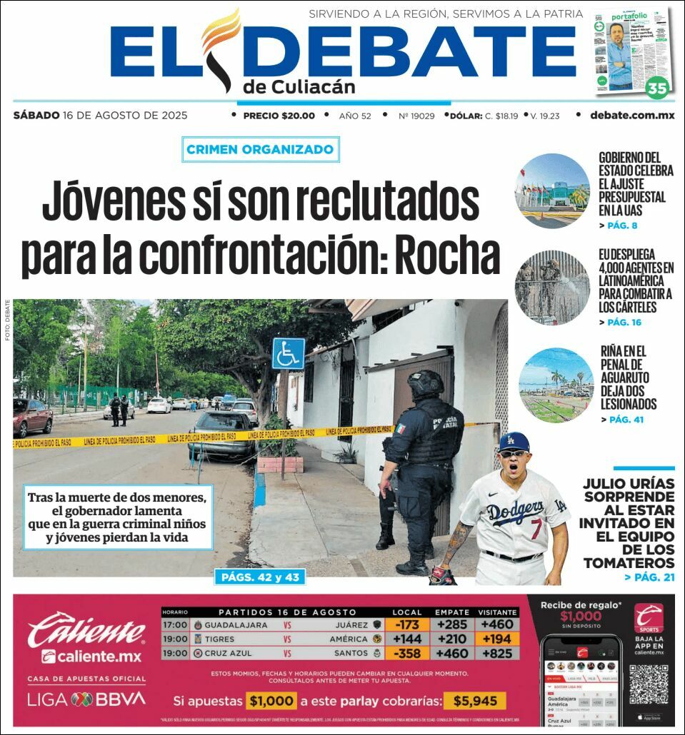 El Debate Culiacán, edición del sábado 16 de agosto de 2025 El Debate Culiacán, edición del sábado 16 de agosto de 2025