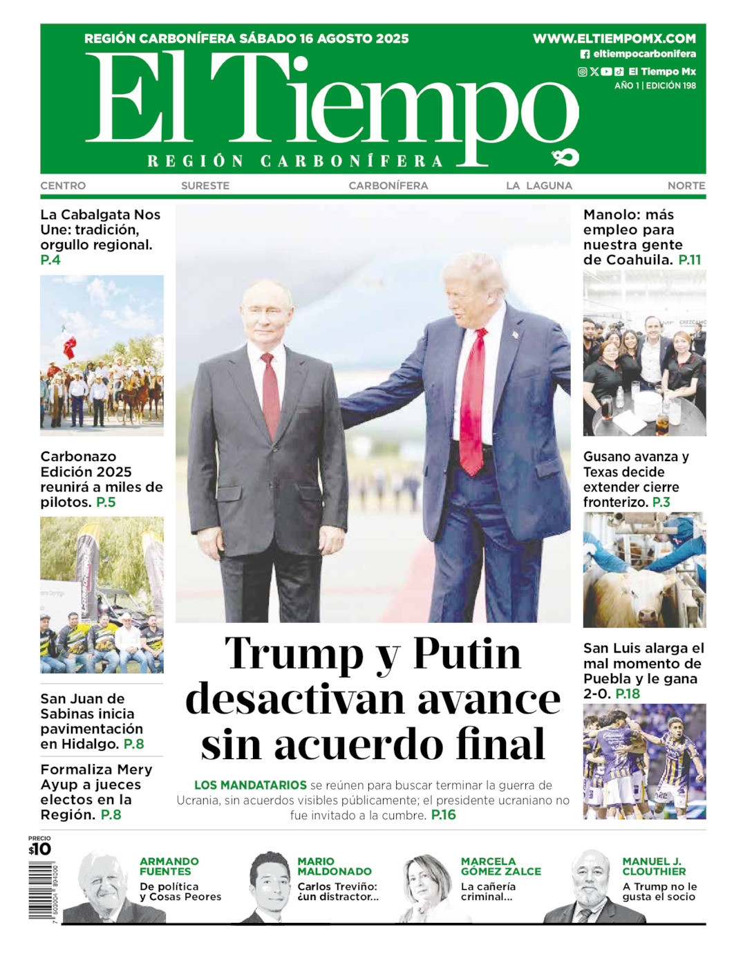 El Tiempo Región Carbonífera, edición del sábado 16 de agosto de 2025 El Tiempo Región Carbonífera, edición del sábado 16 de agosto de 2025