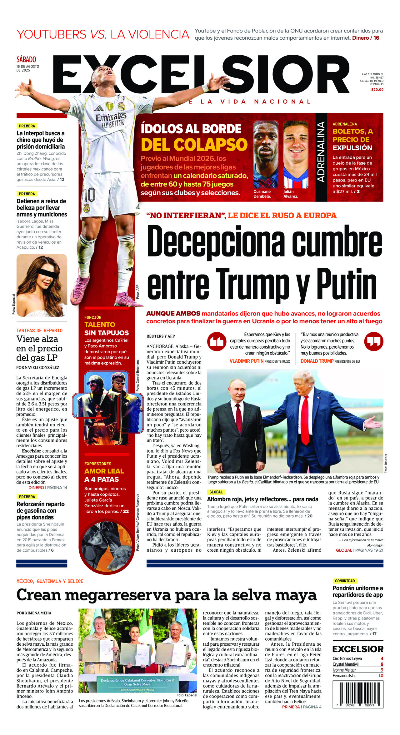 Excelsior, edición del sábado 16 de agosto de 2025 Excelsior, edición del sábado 16 de agosto de 2025