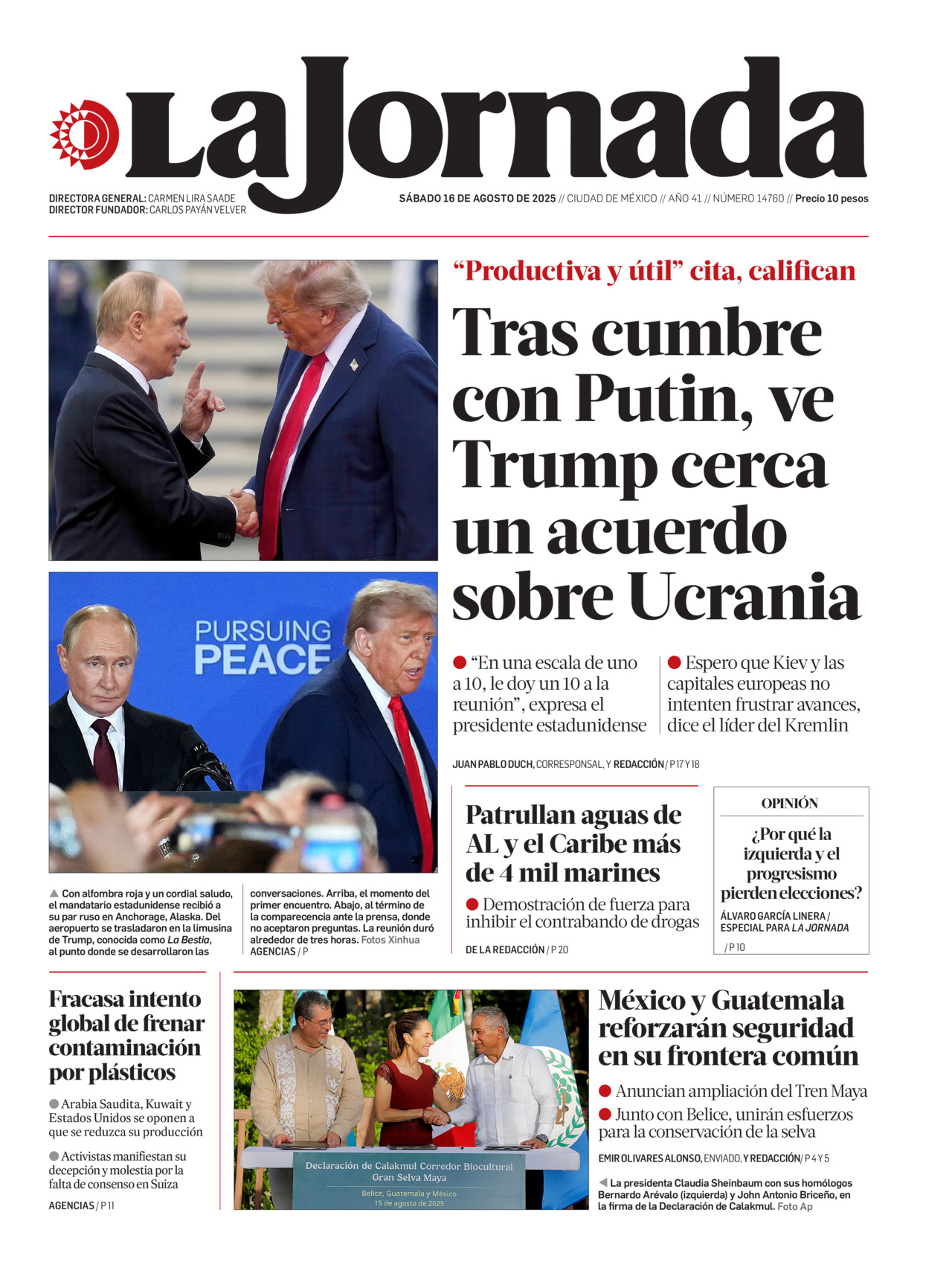 La Jornada, edición del sábado 16 de agosto de 2025 La Jornada, edición del sábado 16 de agosto de 2025