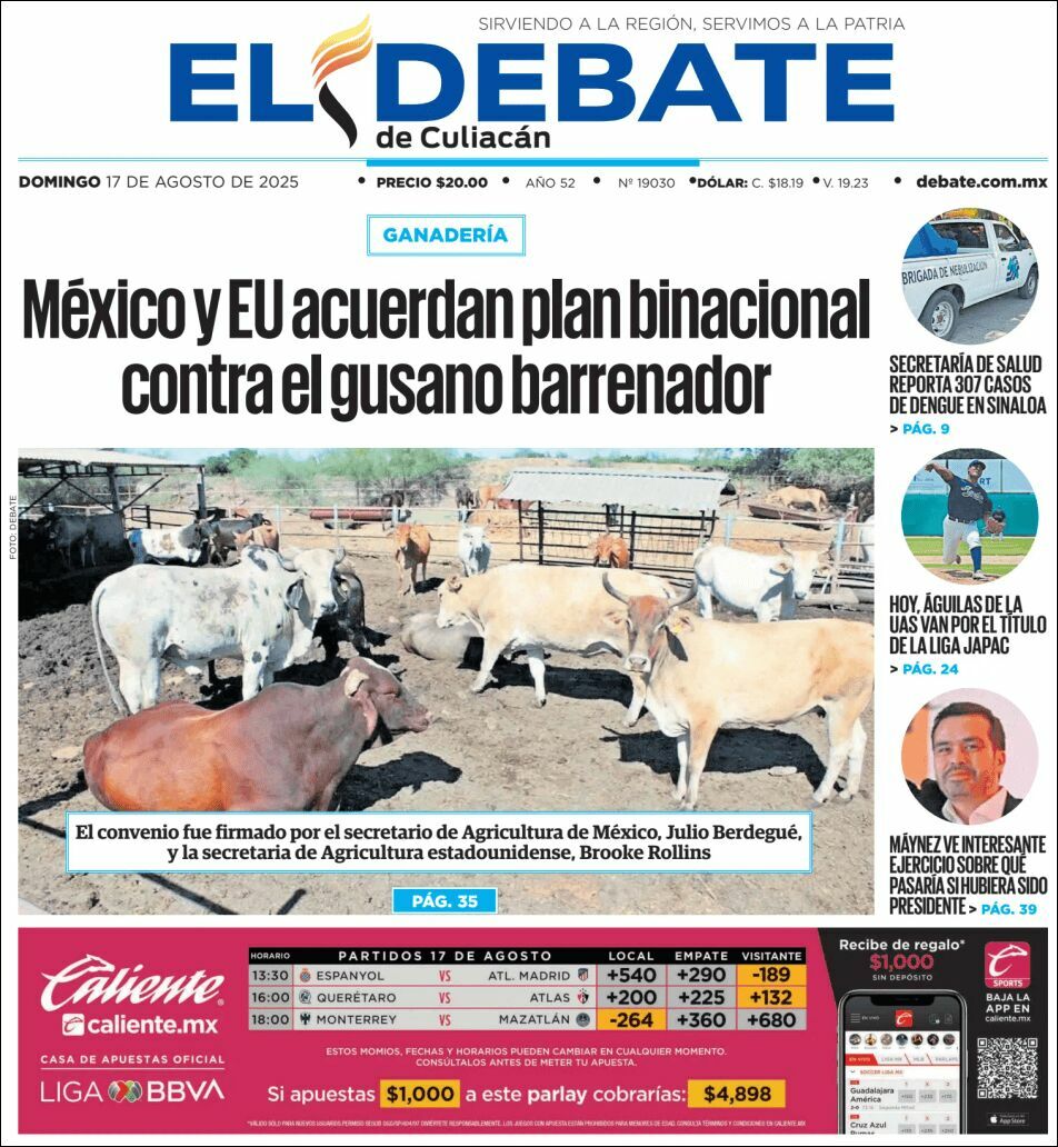 El Debate Culiacán, edición del domingo 17 de agosto de 2025 El Debate Culiacán, edición del domingo 17 de agosto de 2025