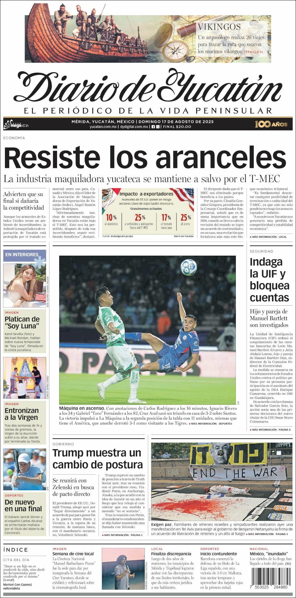 El Diario de Yucatán, edición del domingo 17 de agosto de 2025 El Diario de Yucatán, edición del domingo 17 de agosto de 2025