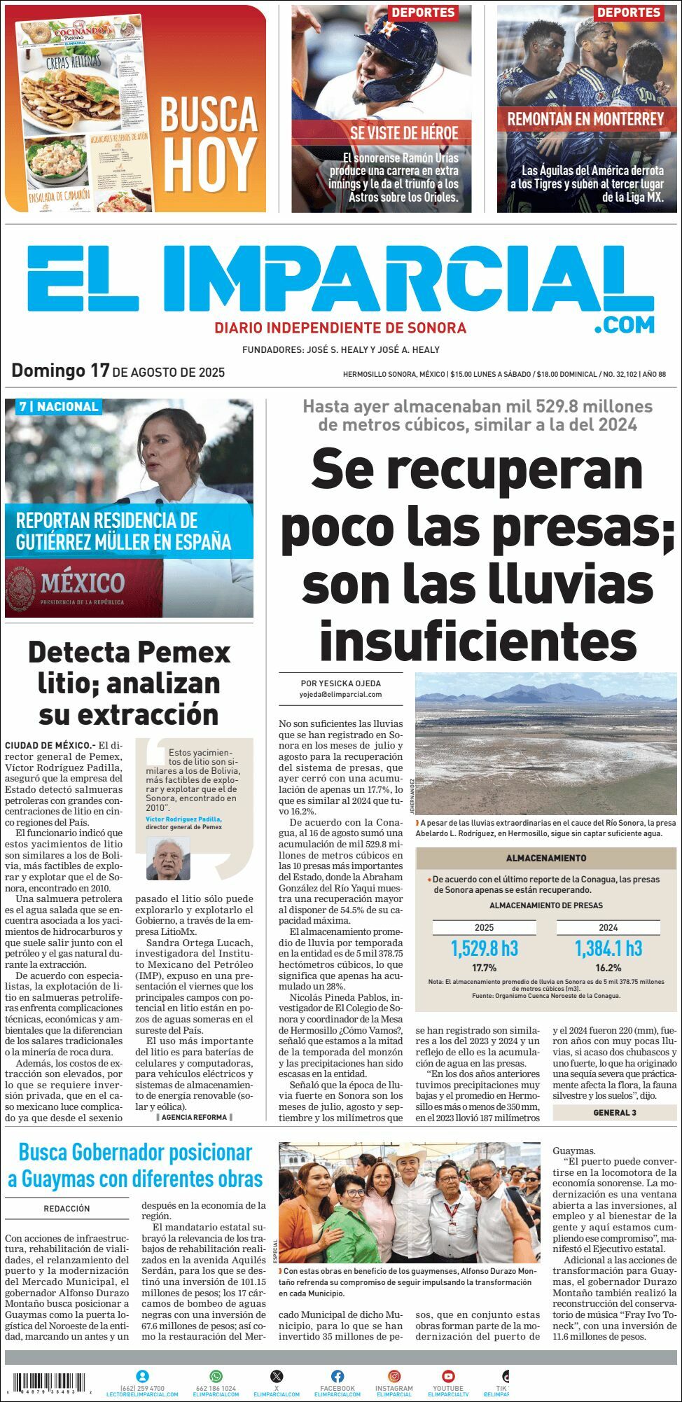 El Imparcial, edición del domingo 17 de agosto de 2025 El Imparcial, edición del domingo 17 de agosto de 2025