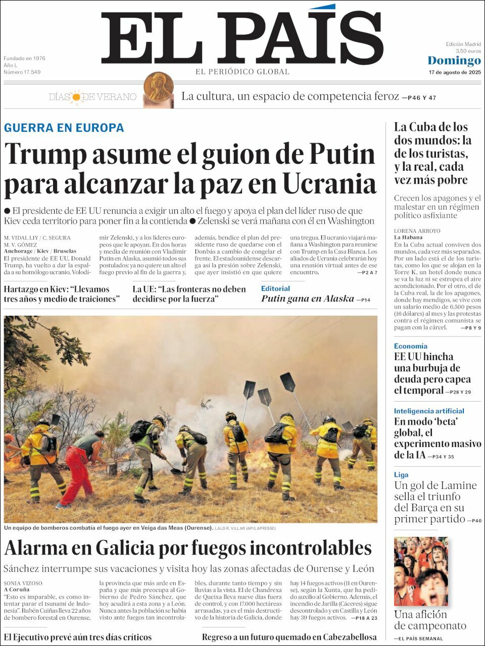 El País, edición del domingo 17 de agosto de 2025 El País, edición del domingo 17 de agosto de 2025