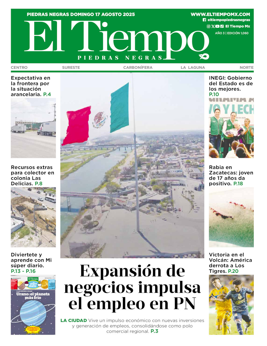 El Tiempo Piedras Negras, edición del domingo 17 de agosto de 2025 El Tiempo Piedras Negras, edición del domingo 17 de agosto de 2025