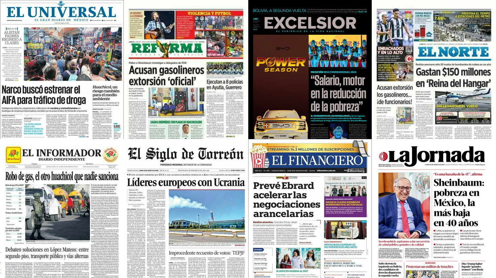 Portadas de periódicos impresos más importantes de México hoy
