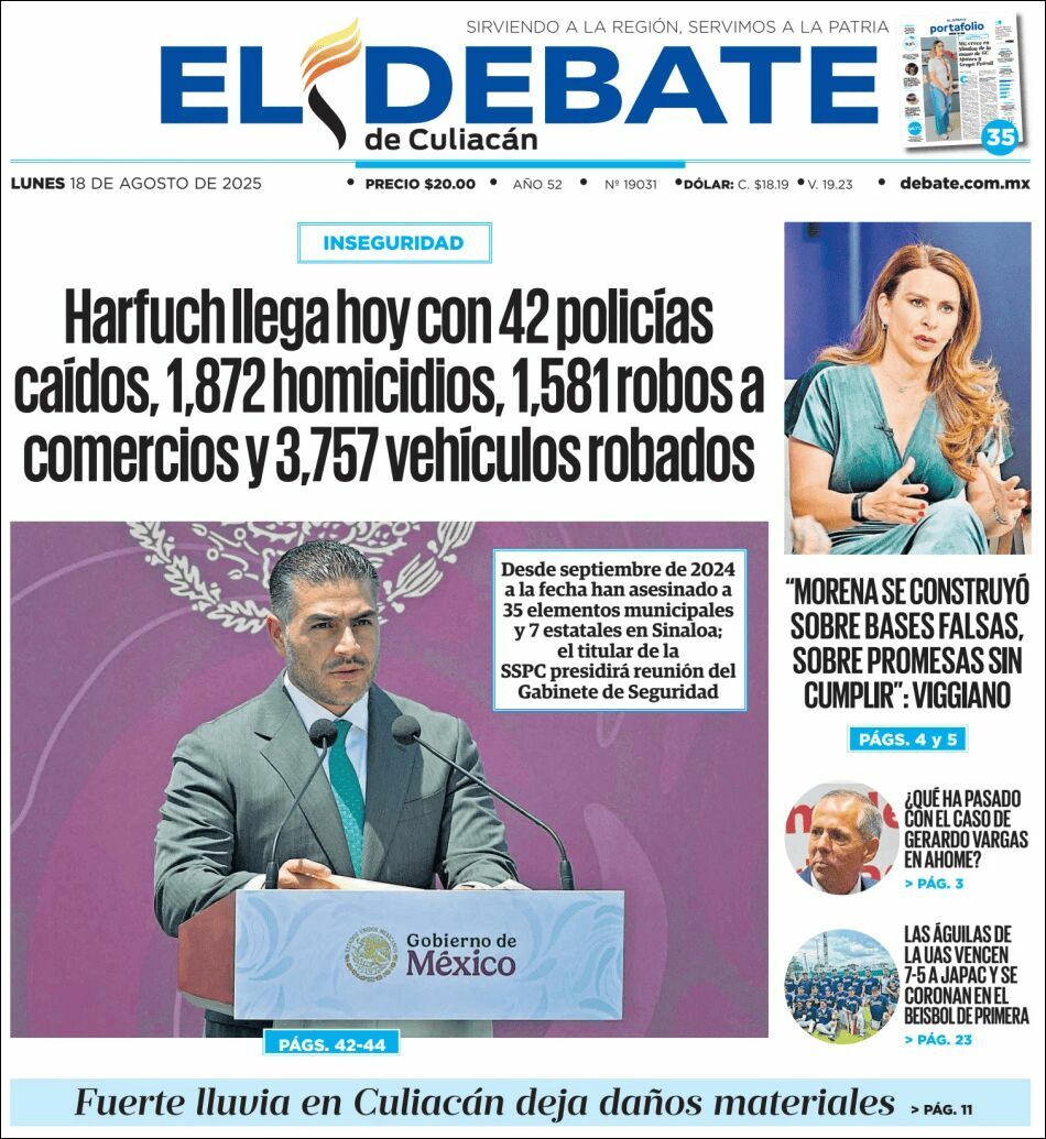 El Debate Culiacán, edición del lunes 18 de agosto de 2025 El Debate Culiacán, edición del lunes 18 de agosto de 2025