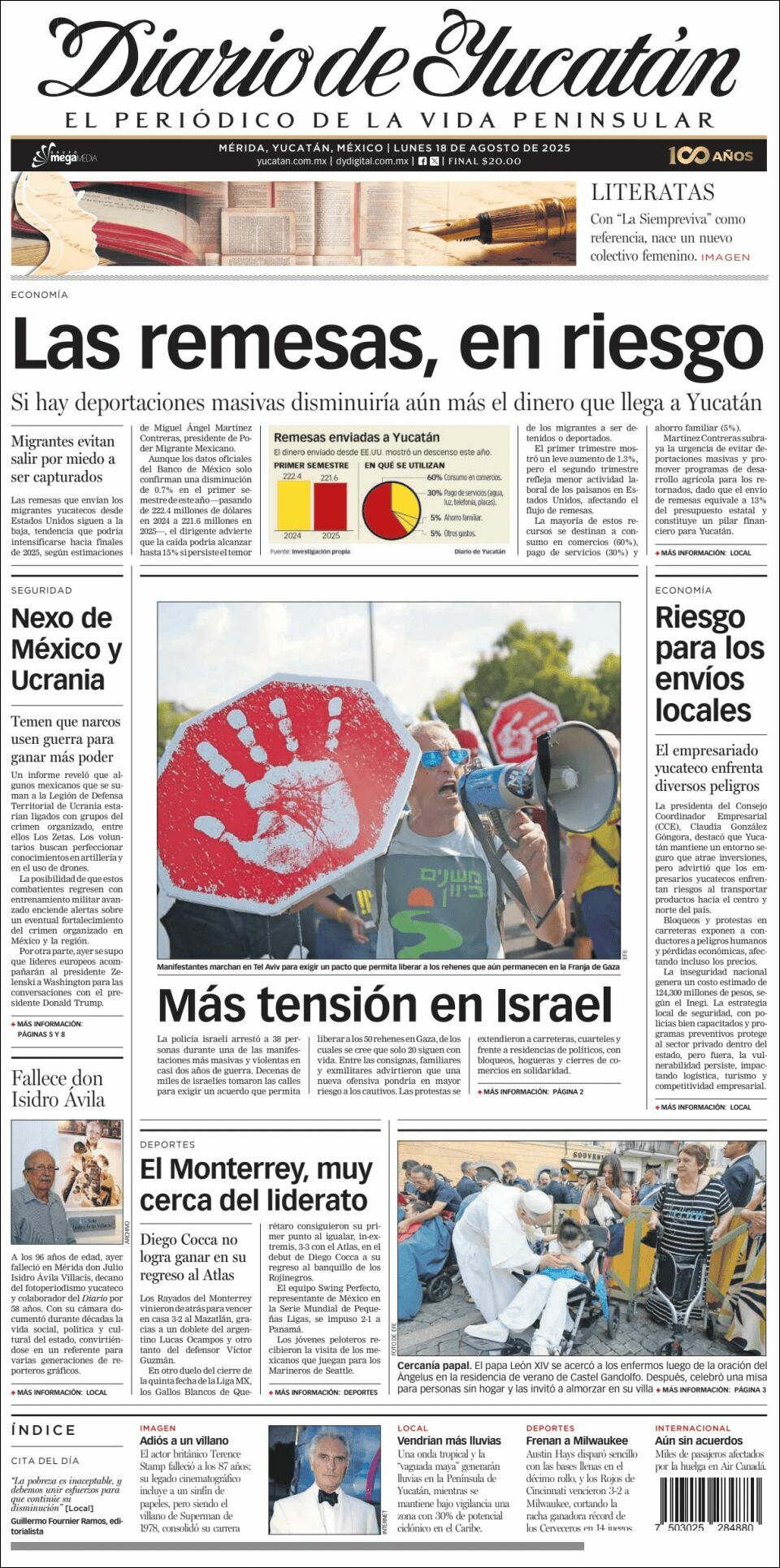 El Diario de Yucatán, edición del lunes 18 de agosto de 2025 El Diario de Yucatán, edición del lunes 18 de agosto de 2025
