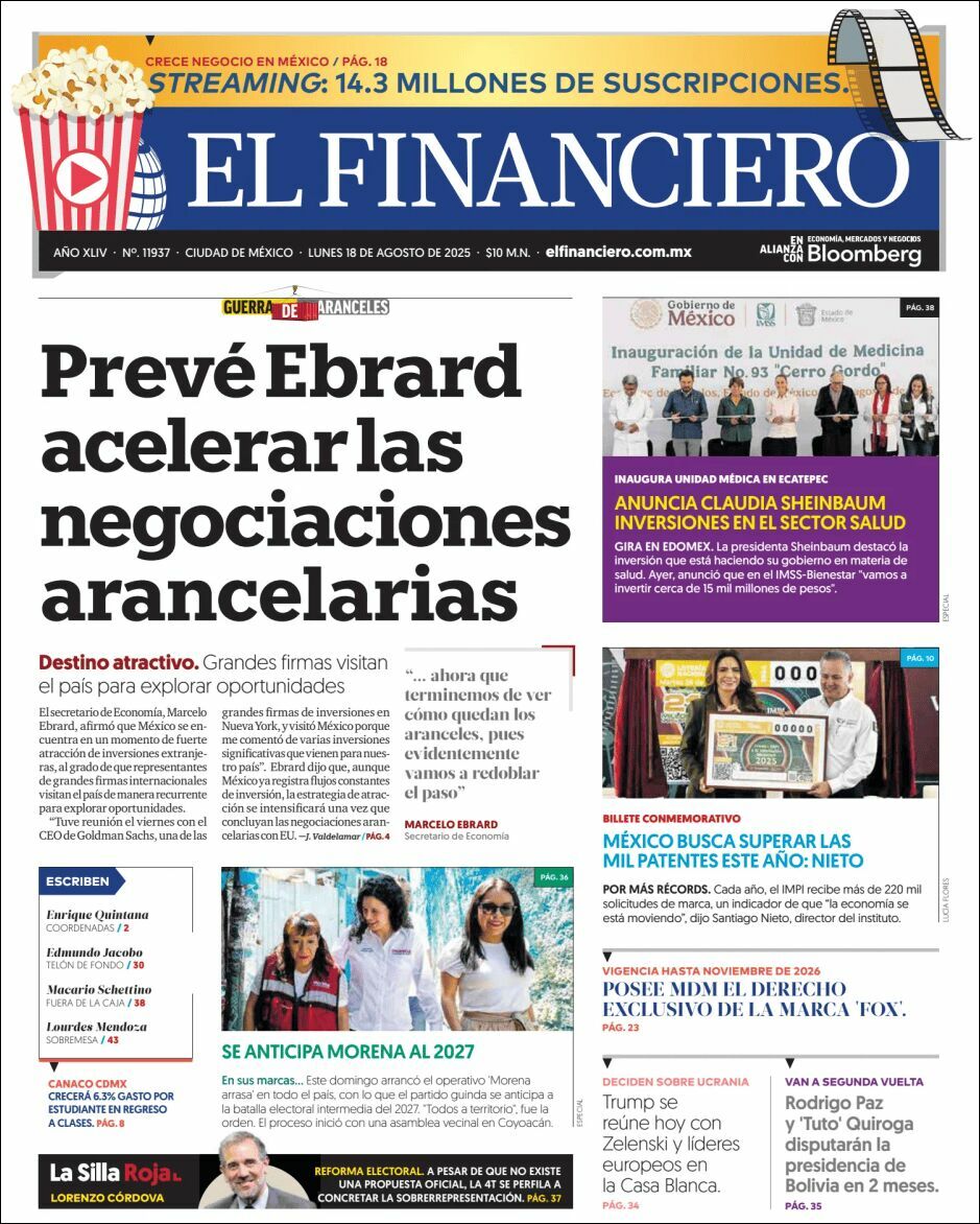 El Financiero, edición del lunes 18 de agosto de 2025 El Financiero, edición del lunes 18 de agosto de 2025