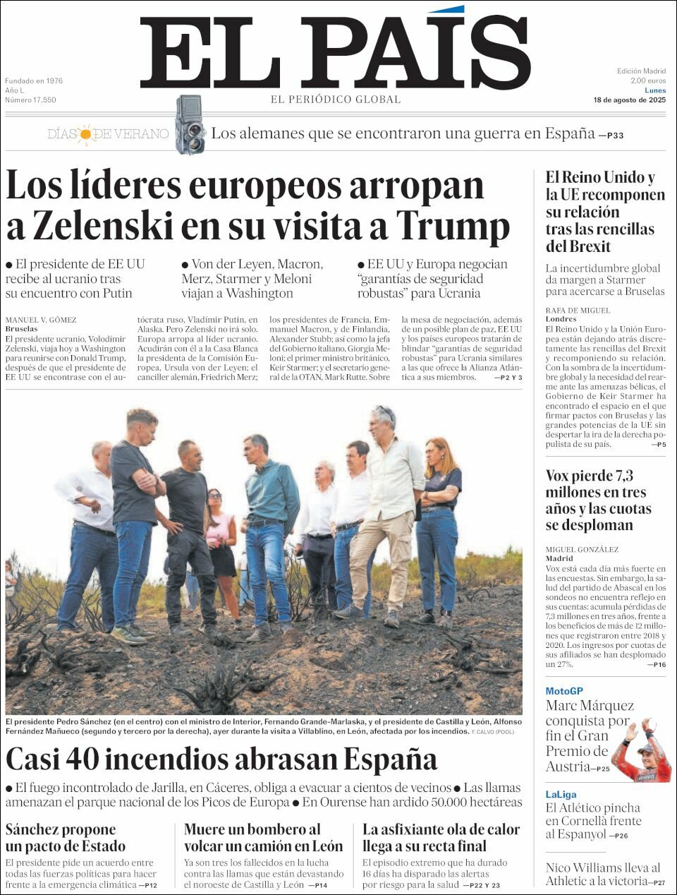 El País, edición del lunes 18 de agosto de 2025 El País, edición del lunes 18 de agosto de 2025