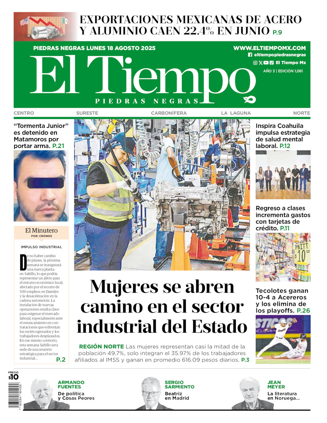 El Tiempo Piedras Negras, edición del lunes 18 de agosto de 2025 El Tiempo Piedras Negras, edición del lunes 18 de agosto de 2025