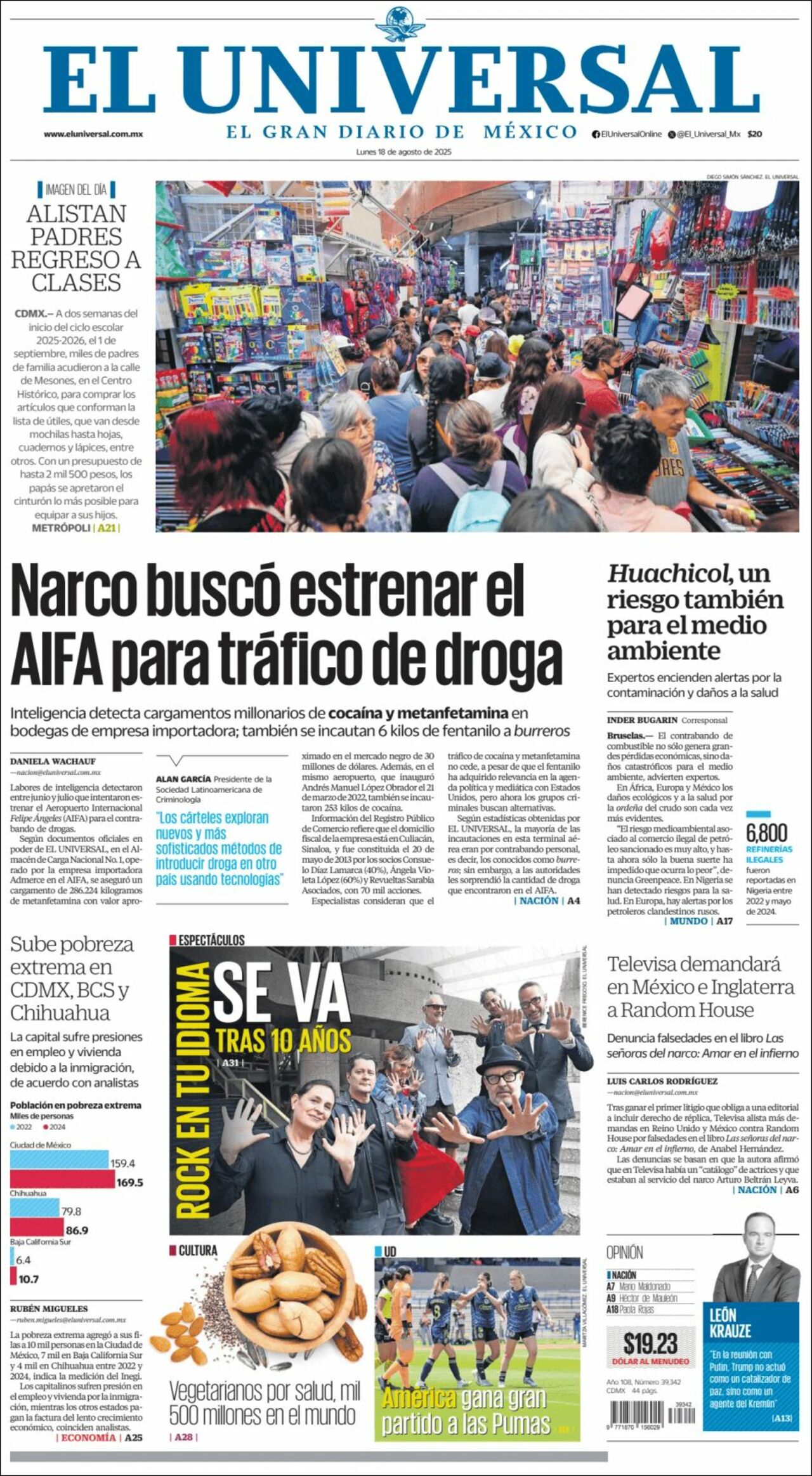 El Universal, edición del lunes 18 de agosto de 2025 El Universal, edición del lunes 18 de agosto de 2025