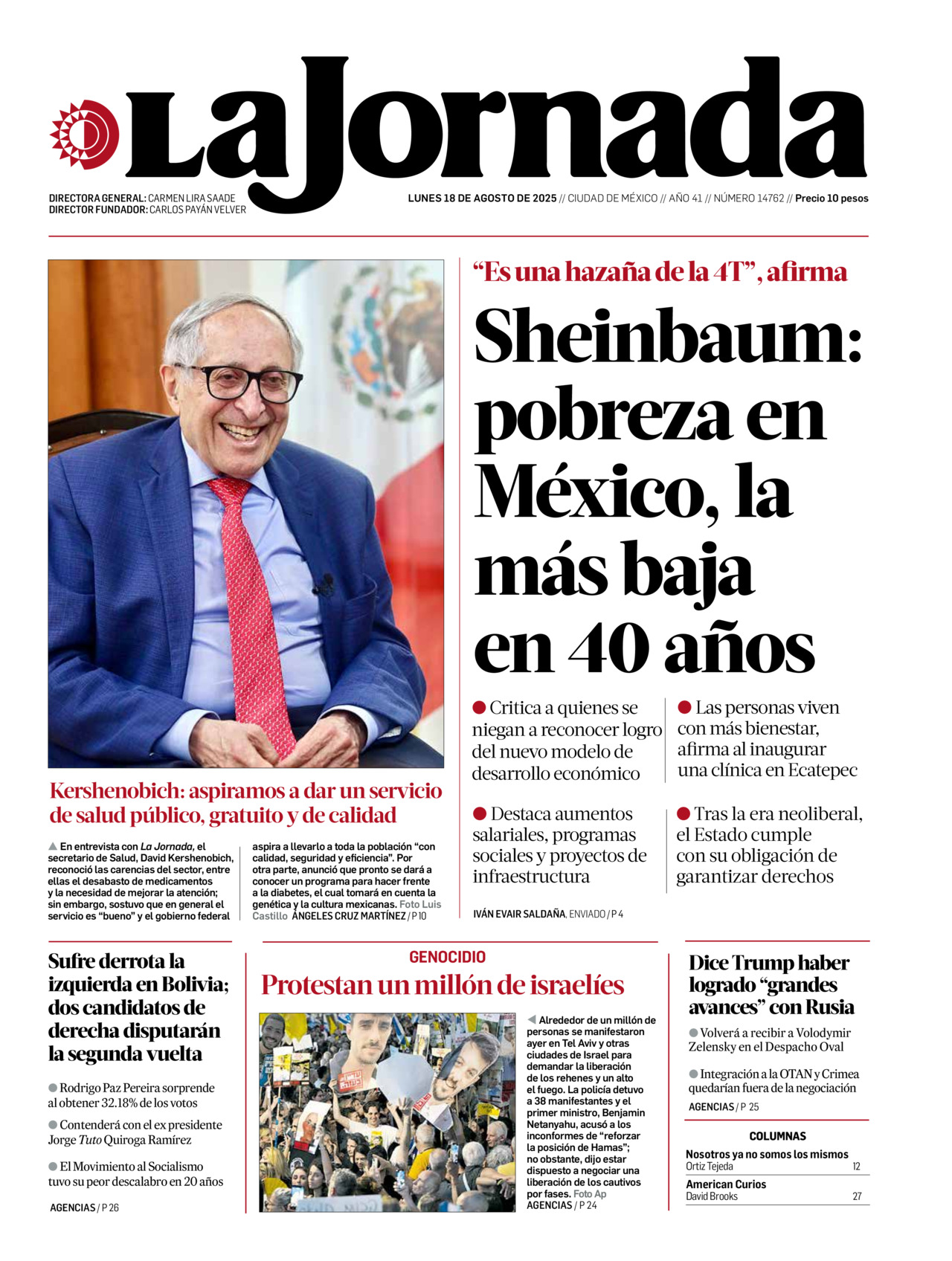 La Jornada, edición del lunes 18 de agosto de 2025 La Jornada, edición del lunes 18 de agosto de 2025
