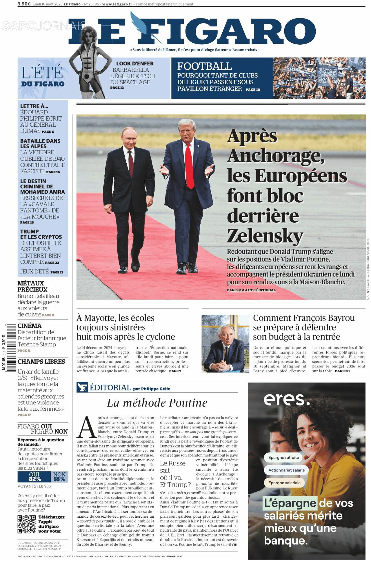 Le Figaro, edición del lunes 18 de agosto de 2025 Le Figaro, edición del lunes 18 de agosto de 2025
