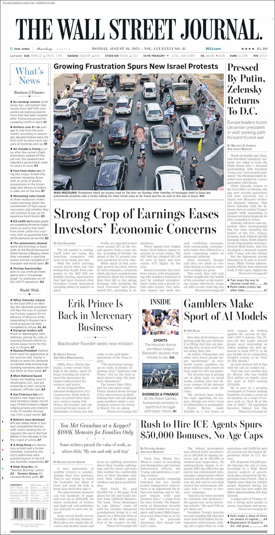 The Wall Street Journal, edición del lunes 18 de agosto de 2025 The Wall Street Journal, edición del lunes 18 de agosto de 2025