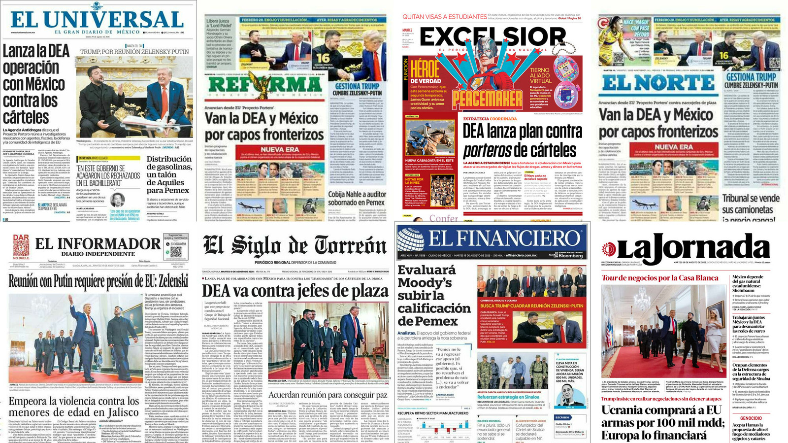 Portadas de periódicos impresos más importantes de México hoy