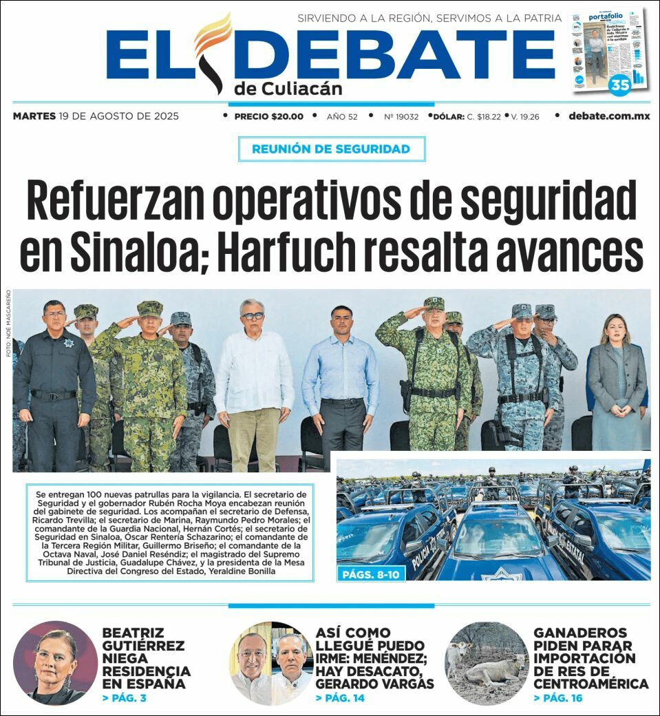El Debate Culiacán, edición del martes 19 de agosto de 2025 El Debate Culiacán, edición del martes 19 de agosto de 2025