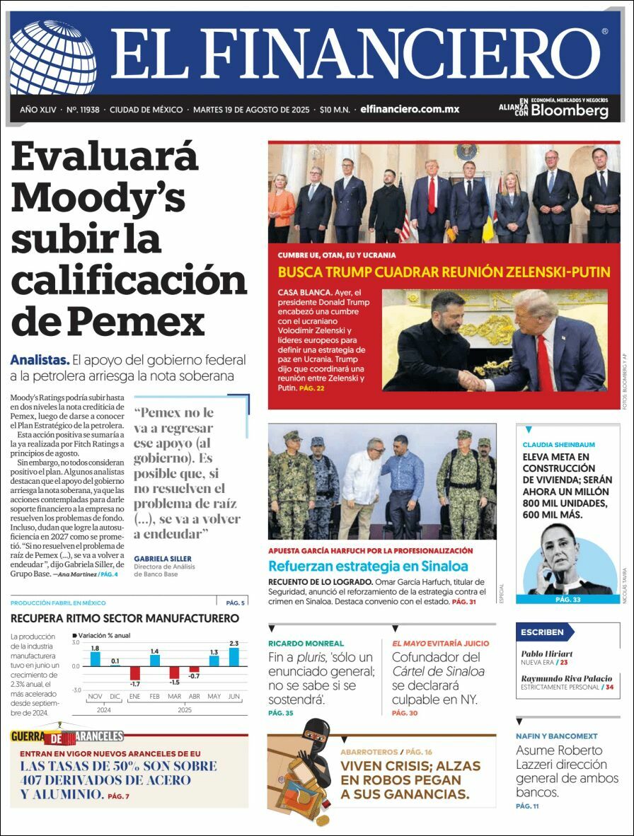 El Financiero, edición del martes 19 de agosto de 2025 El Financiero, edición del martes 19 de agosto de 2025