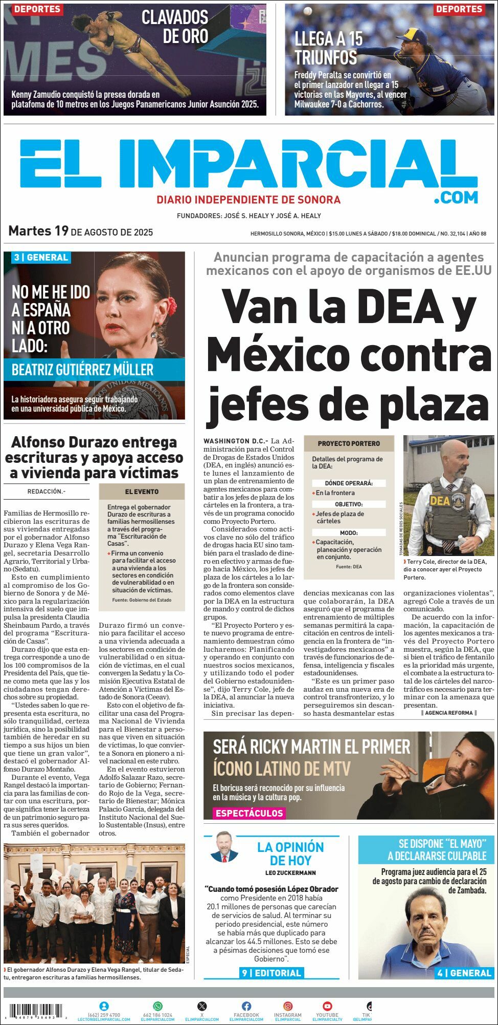 El Imparcial, edición del martes 19 de agosto de 2025 El Imparcial, edición del martes 19 de agosto de 2025