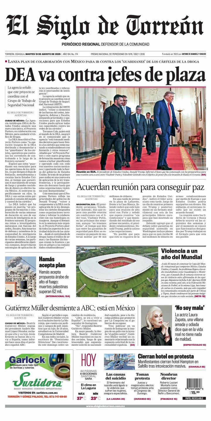 El Siglo de Torreón, edición del martes 19 de agosto de 2025 El Siglo de Torreón, edición del martes 19 de agosto de 2025